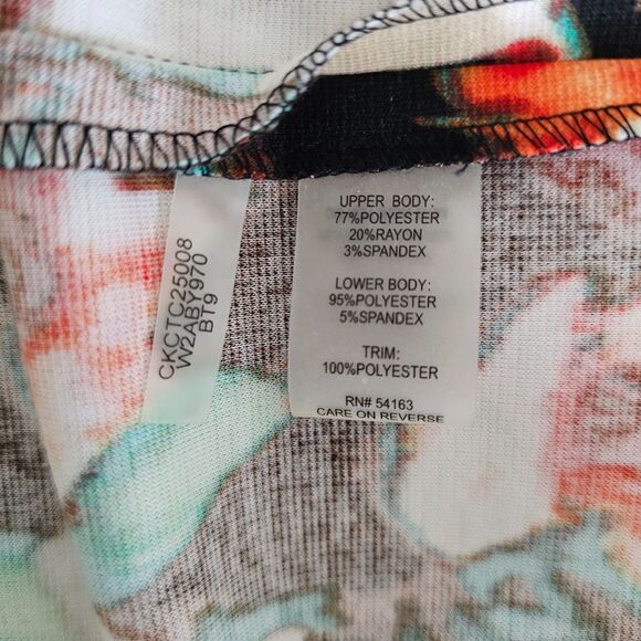 Calvin Klein Plus Size 14W Sheath Dress in Black/Tomato Multi-Color Floral - Picture 8 of 8